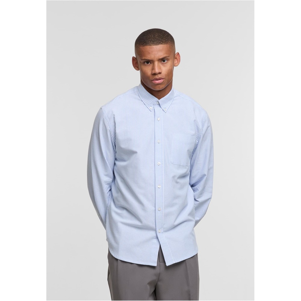 Urban Classics - Striped Button Up Oxford Chemisier - Bleu/Blanc